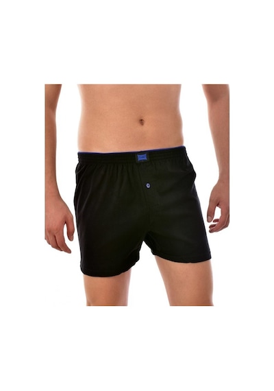 Tutku Erkek Penye Düğmeli Düz Boxer 0117 Siyah