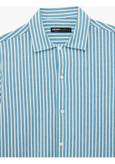 Koton Regular Fit Kısa Kollu Klasik Yaka Çizgili Gömlek Mavi Çizgili 6sam60001hk Koton Regular Fit Kısa Kollu Klasik Yaka Çizgili Gömlek Mavi Çizgili 6sam60001hk
