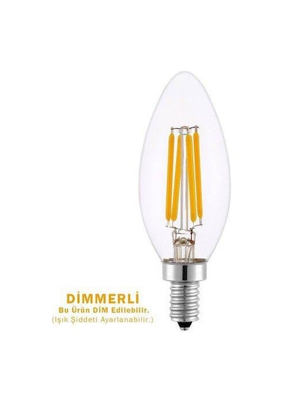 Rustik Led Ampul 4w E14 İnce Duy Gün Işığı 10 Adet Düz Mum Ampul