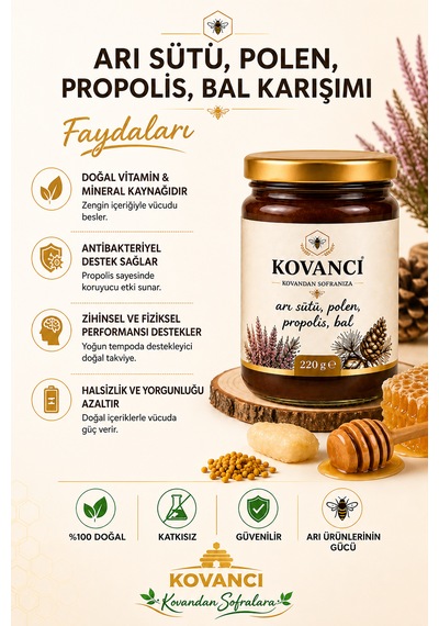 Arı Sütü Polen Propolis Bal Karışımı 220 G- Katkısız