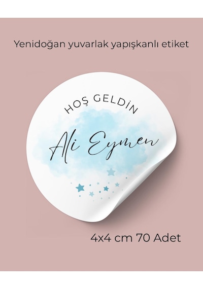 Yenidoğan Yuvarlak Yapışkanlı Etiket 4x4 Cm 70 Adet -arl Etiket Tasarım Beyaz