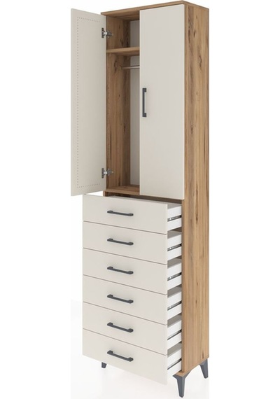 Arges Dolap 2 Raflı 6 Çekmeceli Tek Askılı 60x30x221 Çam-aytaşı Çam Arges Dolap 2 Raflı 6 Çekmeceli Tek Askılı 60x30x221 Çam-aytaşı Çam