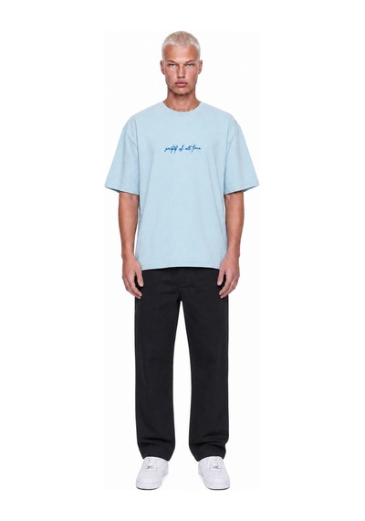 Respire Erkek Goats Baskılı Oversize T-shirt Bebe Mavi Bebek Mavisi