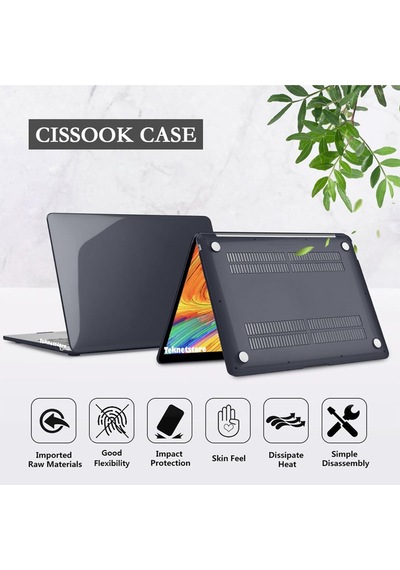 Apple Uyumlu MacBook Pro 13 M1-m2 2020/2022 Simli Star Siyah Parlak Kılıf Kapak 360 Koruma A2338 - A2686 siyah