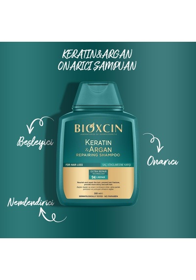 Keratin & Argan Onarıcı Şampuan 2 X 300 Ml Yıpranmış Ve Hasar Görmüş Saçlar İçin Hidrolize Keratin + A