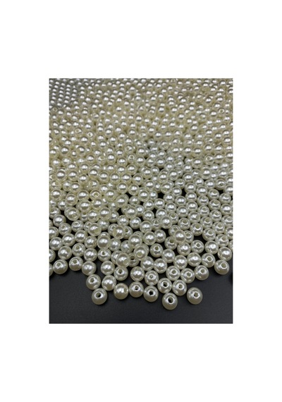 50gr 8mm Krem Renk Lüks / Lüx Kaplama Plastik Inci Boncuk , Takı Yapım Boncuğu 50gr, 200 Adet - 693887072