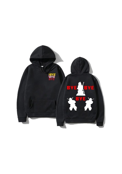 Tarzsokak Siyah Unisex Retro Hoodie Bebek Komik Yeni Trend Giyim Yüksek Sokak Rahat Kari