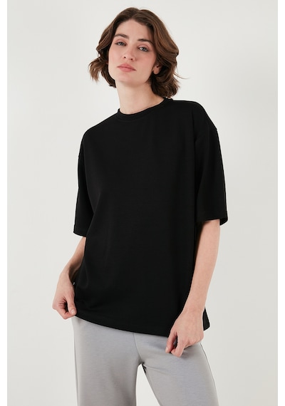 Lela Streç Oversize Fit Bisiklet Yaka Bayan T Shirt 5865911 Siyah