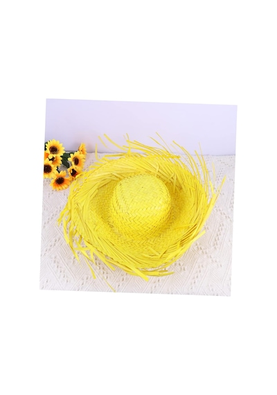 Tropikal Parti Sarı Hasır Hawaii Şapkası 13x36 Cm - Zmff-571194 18