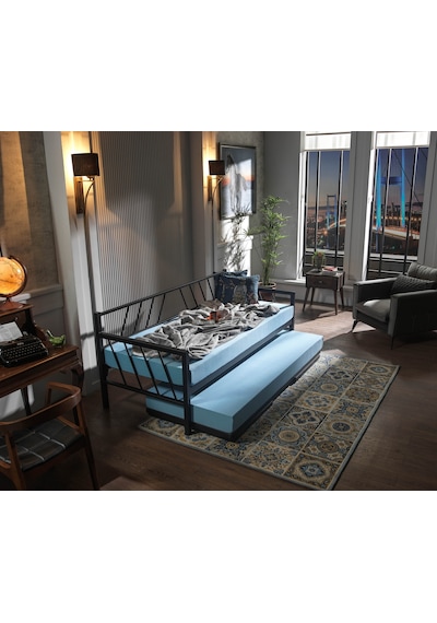 Bedliga Glory Yavrulu Daybed Tek-Çift Kişilik Metal Karyola Siyah