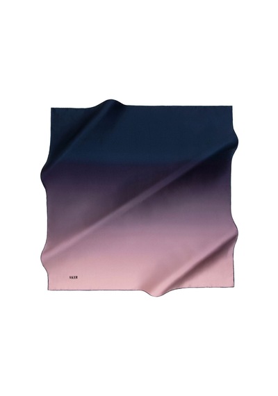 Aker Kadın Pembe ve Lacivert Degrade Ipek Krep Saten Eşarp / 90x90 / 7656701-325