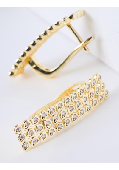 Jimmy Key Altın Rengi Zirkon Taş Detaylı J Model Küpe 6ww439259150