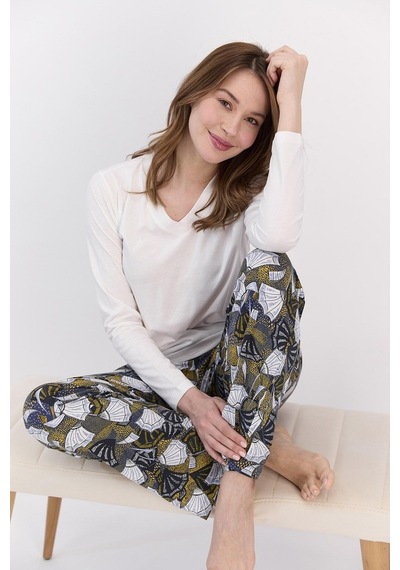 Arnetta 1480 Floral Kadın Krem Pijama Takımı