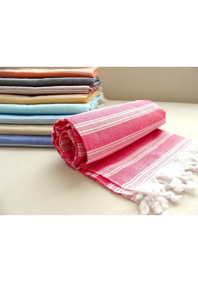 Pembe %80 Pamuk 175x96cm Peştemal Püsküllü Banyo Havlusu M1 Pembe