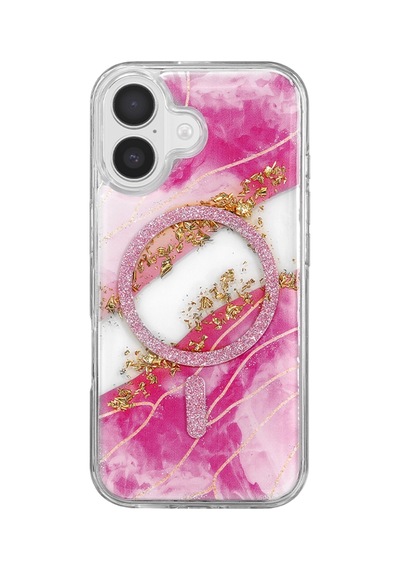 Onegif Apple İphone 17 Lotus Simli Magsafe Kapak - Pembe - Pembe