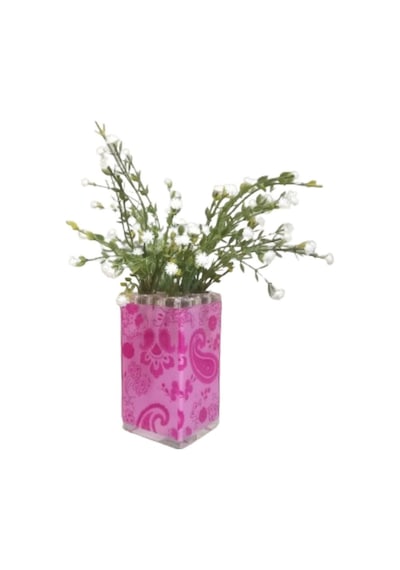 Vazoda Çiçek Dekoratif Beyaz Yapay Çiçek Vazo Dahil Pembe 7 x 7 x 17 CM
