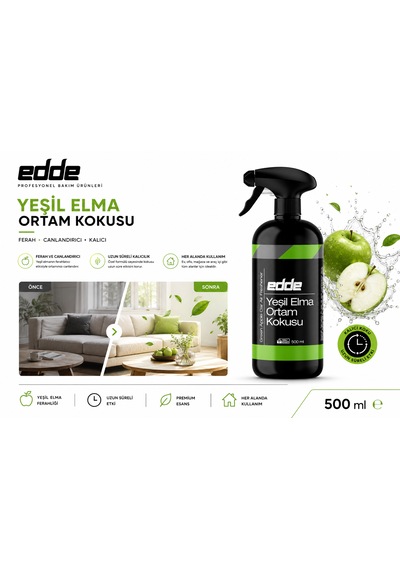 Edde Yeşil Elma Kokulu Araba Araç Oto Ortam Kokusu Araç Içi Kokuları Oto Parfümü 500 Ml Oto Detailing
