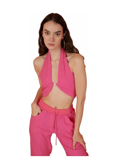 Holly Lolly Koton Kumaş H Aksesuarlı Rise Bluz Pembe