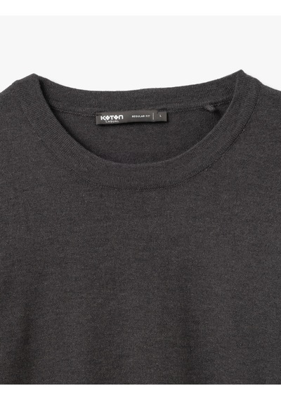 Koton Basic Sweatshirt Bisiklet Yaka Uzun Kollu Antrasit 5wam70033ht Antrasit