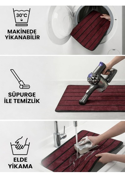 Beylini Şerit Desenli Kapı Önü Paspası Kaymaz Taban Dayanıklı Su Geçirmez Emici Nem Toz Uv Dayanıklı 45x70cm Diğer