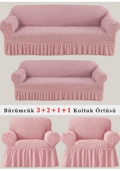 StarMall Bürümcük Koltuk Örtüsü, Berjer, Çekyat Kılıfı 3211 Takım Pembe