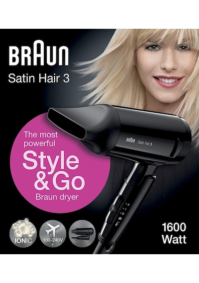 Braun Satin Hair 3 Hd350 İyonlu Katlanabilir Seyahat Tipi Saç Kurutma Makinesi