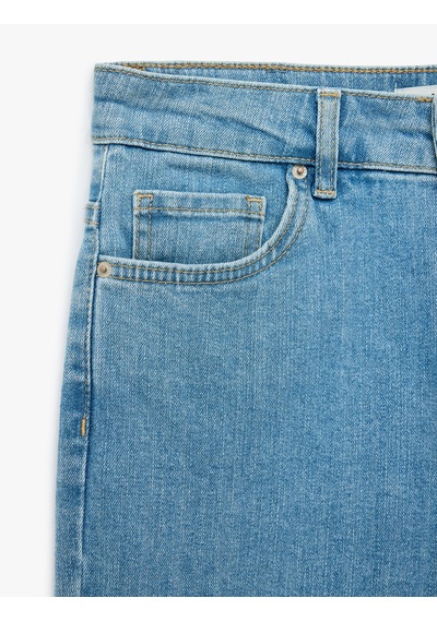 Koton Pamuklu Dar Kesim Cepli İspanyol Paça Denim Pantolon - Flare Jeans Açık İndigo 7sal40023md Koton Pamuklu Dar Kesim Cepli İspanyol Paça Denim Pantolon - Flare Jeans Açık İndigo 7sal40023md