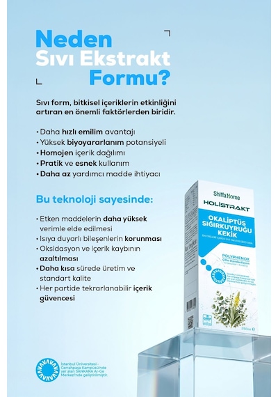 Holistrakt - Okaliptus, Sığırkuyruğu Ve Kekik İçeren Sıvı Ekstrat 250 Ml