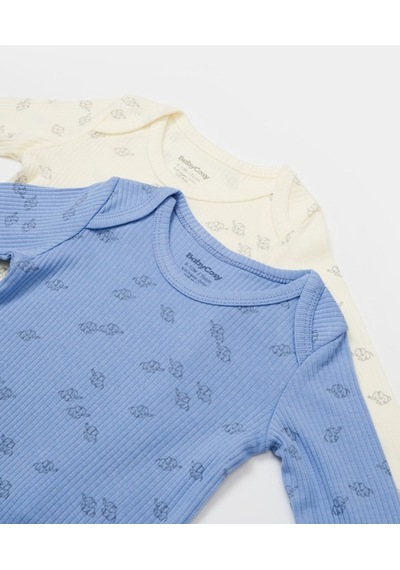 BabyCosy Organik Modal Fil Baskılı 2 Li Uzun Kollu Badi 001