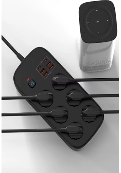 Termal Akım Korumalı 6'lü Priz 4x Usb 2x Type-c Çıkışlı Grup Priz Çoğaltıcı 3500w Siyah 2 M