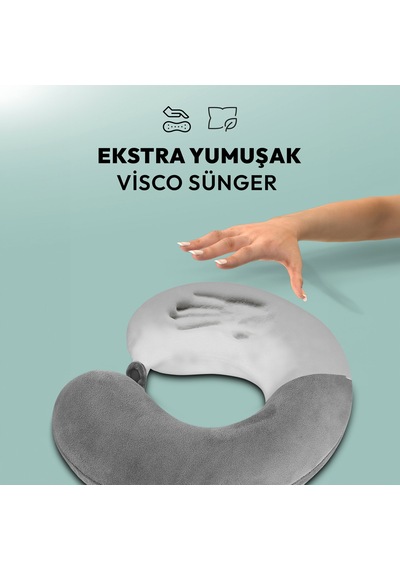 Wextaa Seyahat Boyun Yastığı - Gri - 29x27 Cm Çok Renkli