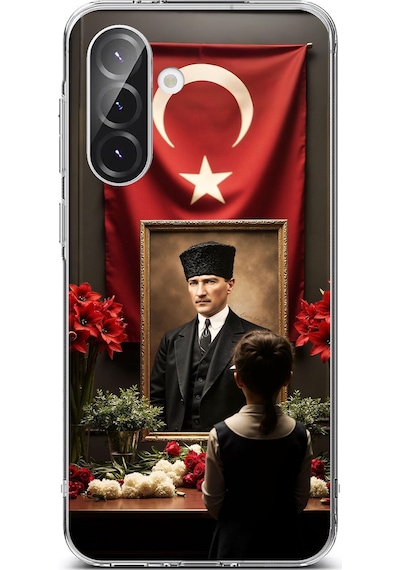 Samsung Galaxy A56 Uyumlu Atatürk Türk Bayrağı Tablo Baskılı Silikon Kılıf Renkli