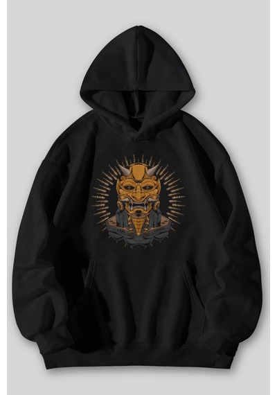 Harmandar Cyber Oni Baskılı Unisex Siyah Gri Kanguru Cepli Kapüşonlu Sweatshirt Hoodie SiYAH Harmandar Cyber Oni Baskılı Unisex Siyah Gri Kanguru Cepli Kapüşonlu Sweatshirt Hoodie SiYAH