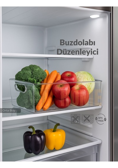 Jet's Home Buzdolabı İçi Düzenleyici Saklama Organizeri Bpa Free Düzenleyici Darbeye Dayanıklı 28x19x9 Cm Şeffaf