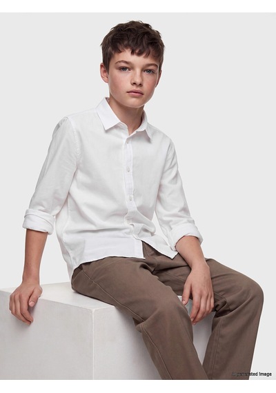 LC Waikiki Lcw Kids Beyaz Uzun Kollu Erkek Çocuk Gömlek Erkekxe Whıte