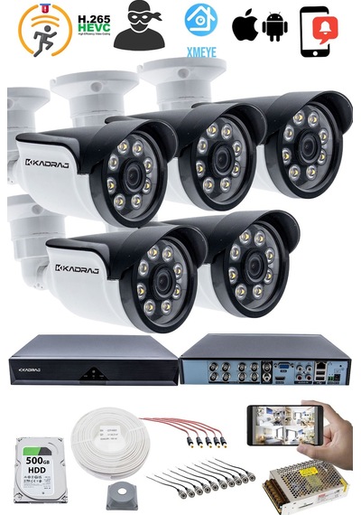 5 Kameralı Güvenlik Kamerası Seti - 5mp Sony Seculens Kdj-5s-8w-s