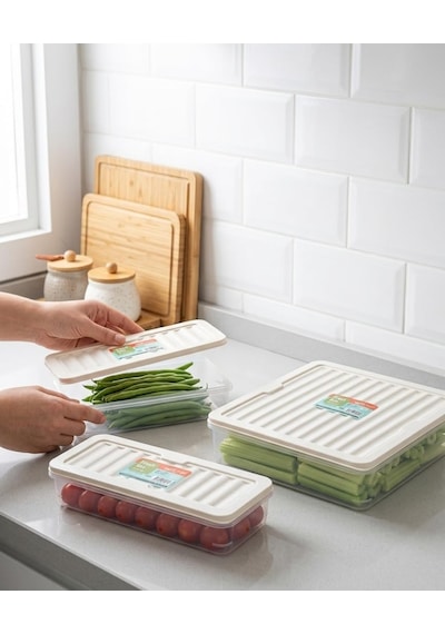 Softchef Fresh Box 3'lü Saklama Kabı Seti 2 Adet 1170 Ml + 1 Adet 2400 Ml - Şeffaf Kapaklı Buzdolabı Ve Dondurucu Uyumlu Düzenleyici Organizer