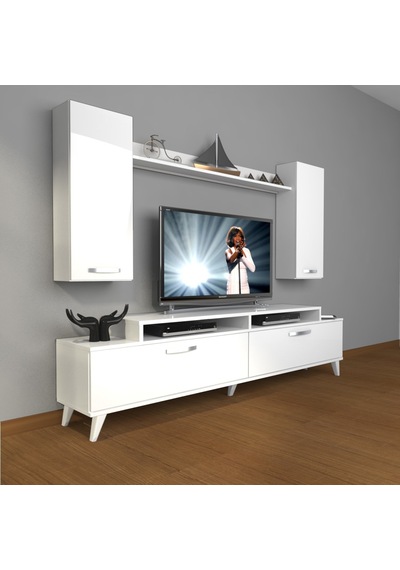 Decoraktiv Ekoflex 7 Slm Retro Tv Ünitesi Tv Sehpası Beyaz