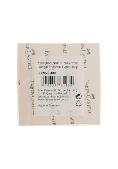 Faber-castell Yapışkan Notluk 75x75mm, Karışık Fosforlu Renkli Küp 1