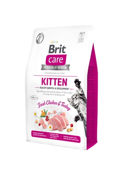 Brit Care Yavru Kediler, Hamile Veya Emziren Kediler İçin, Tahılsız, Hipoalerjenik, Taze Tavuk Ve Hindi Etli Kuru Mama 2 Kg