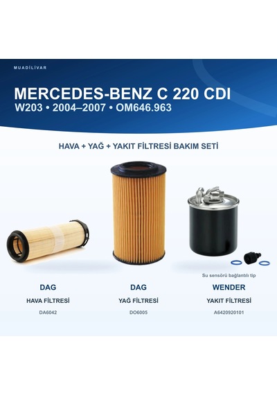 Mercedes Benz C W203 / Mercedes Benz C Cl203 Hava+yağ+yakıt Filtre Bakım Seti
