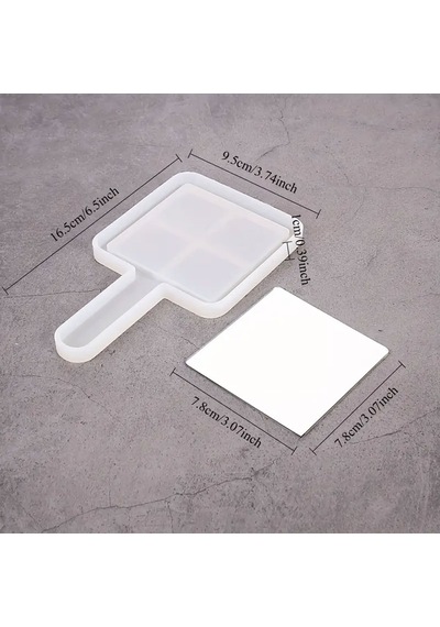 Epoksi Silikon Saplı Ayna Kalıbı Kare 16.5x9.5 Cm