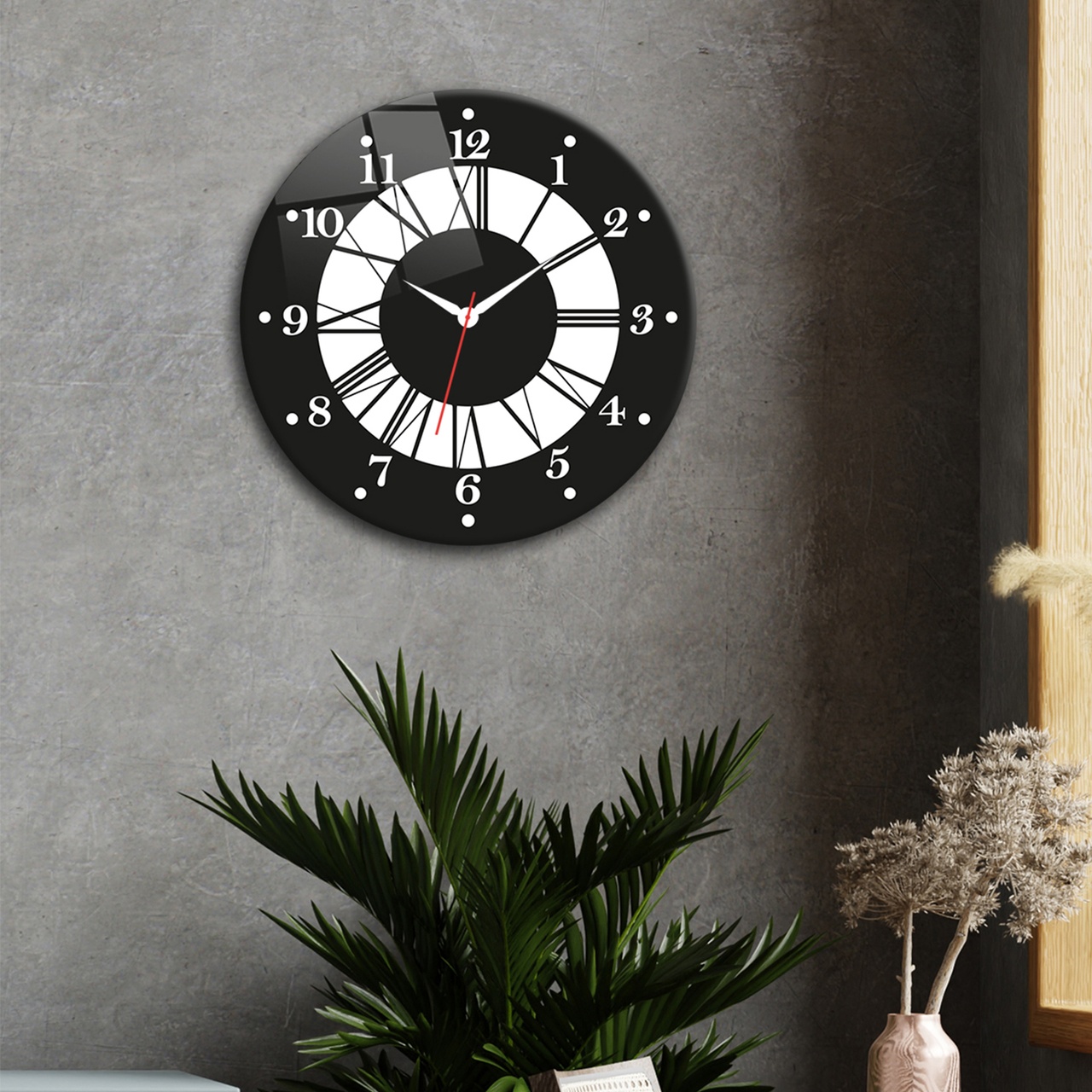 Decorita Cam Saat | Classic Black | Çap40cm Çok Renkli