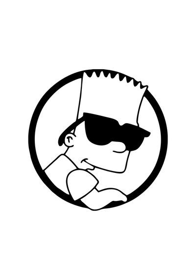 Simpsons Araba Sticker 17x17 Cm Siyah