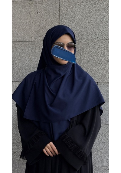 Qalortex Scarf Pamuklu Organik Modal Eşarp-lacivert