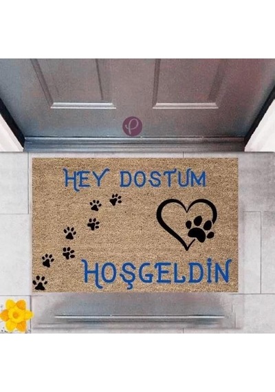 Kapı Önü Paspası Dekoratif Dijital Baskı Hey Dostum P-2473 Renkli