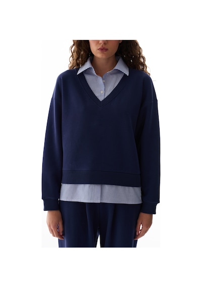 Penti Lacivert Gömlek Katmanlı Polo Yaka Sweatshirt