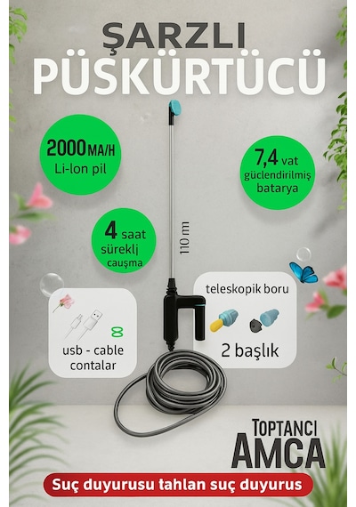 Şarjlı Ilaçlama Sisleme 16 Lt Elektrikli Type-c Mht043 Ağaç Dal Bağ Bahçe