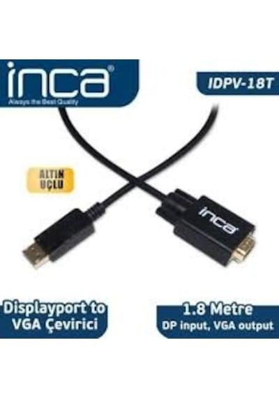 Inca Idpv-18T Displayport To Vga Kablo 1.8Mt