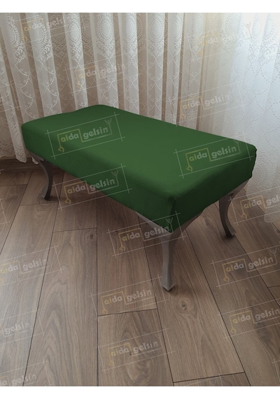 Ayak Ucu Kapı Önü Antre Düz Bench Puf Orta Sehpa Gümüş Ayak 110 Cm Yeşil